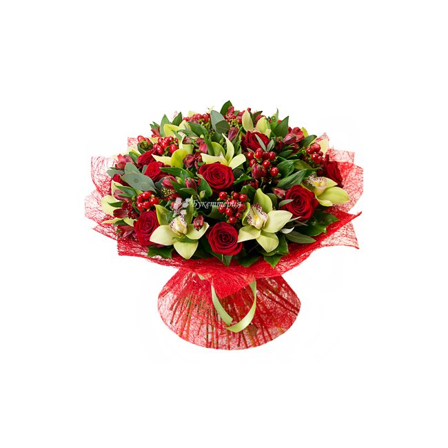 Букет сборный с орхидеей «Бомонд» - магазин цветов «Букеттерия» в Сочи