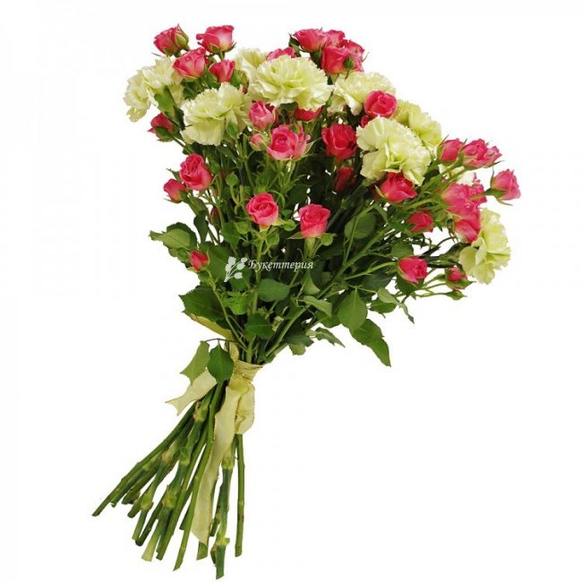Букет с гвоздиками «Шармель» - магазин цветов «Букеттерия» в Сочи