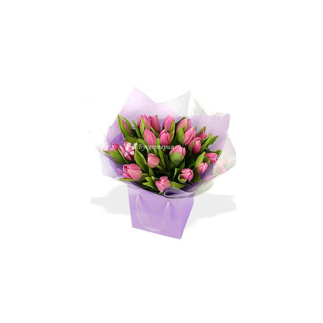 Букет 19 тюльпанов «Акварель» - магазин цветов «Букеттерия» в Сочи