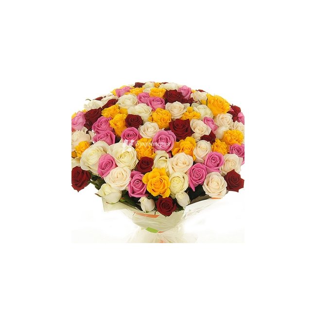 Букет 101 роза микс «Конфетти» - магазин цветов «Букеттерия» в Сочи
