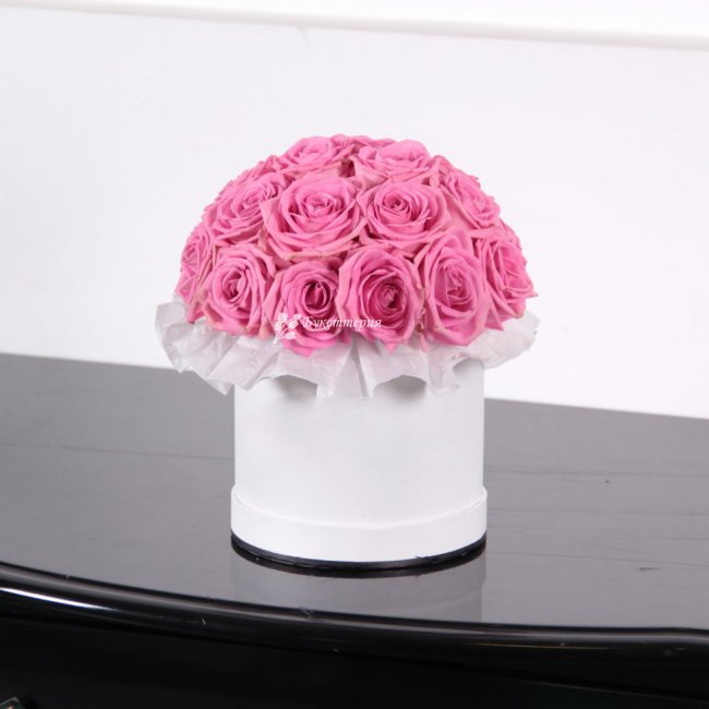 21 розовая роза в коробке - магазин цветов «Букеттерия» в Сочи
