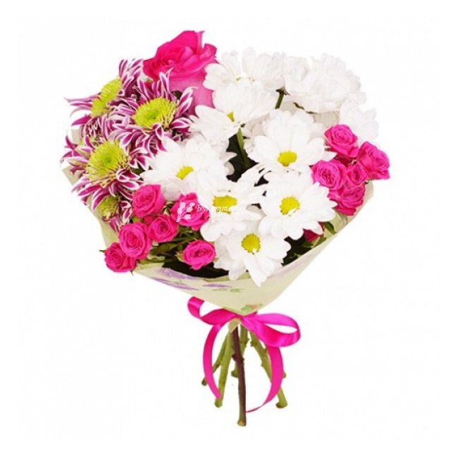 Букетик хризантем Лучик - магазин цветов «Букеттерия» в Сочи