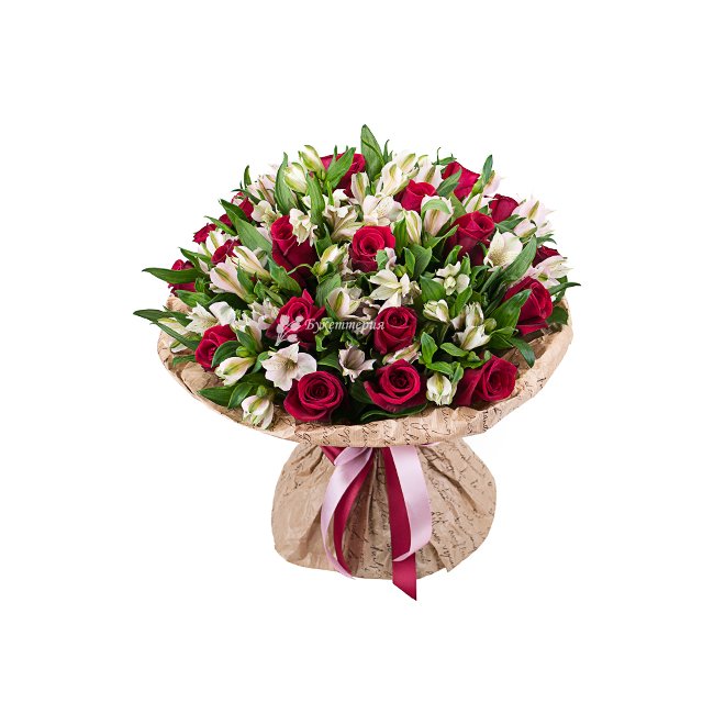 Букет из роз и альстромерий «Лав» - магазин цветов «Букеттерия» в Сочи