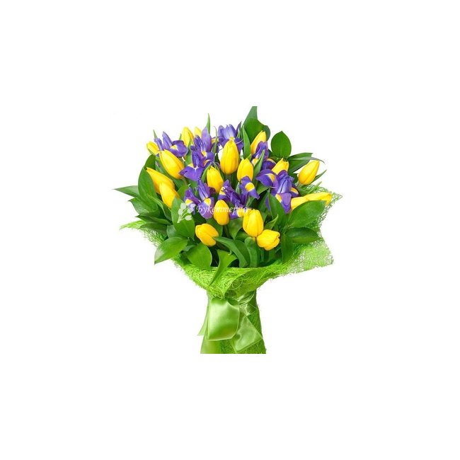 Букет тюльпанов и ирисов «Весне дорогу» - магазин цветов «Букеттерия» в Сочи