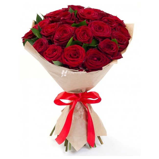 Букет 25 красных роз (60см) - магазин цветов «Букеттерия» в Сочи
