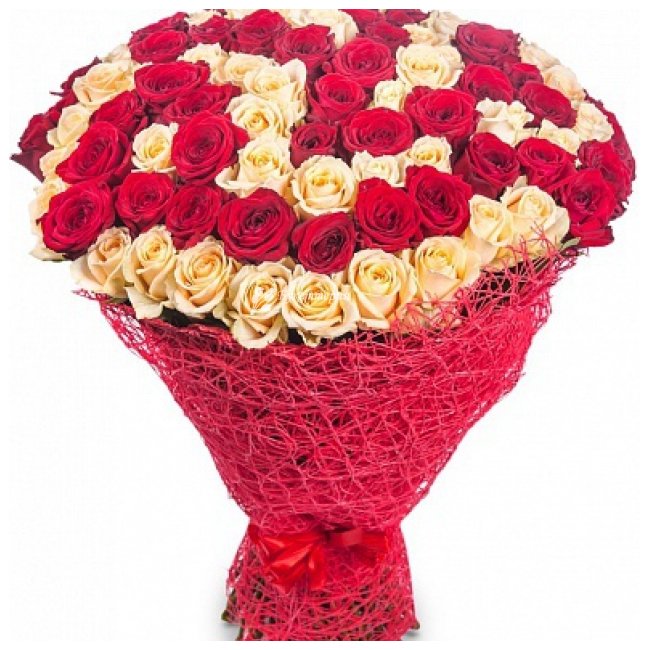 89 красных и белых роз - магазин цветов «Букеттерия» в Сочи