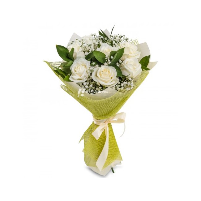 9 белых роз в букете - магазин цветов «Букеттерия» в Сочи