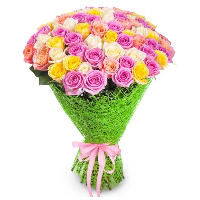 Букет из 71 розы микс - магазин цветов «Букеттерия» в Сочи