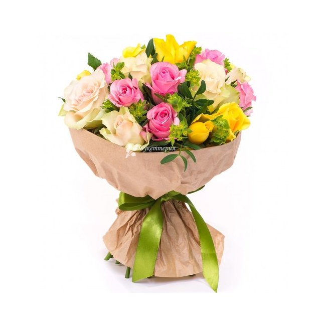 Букет 21 роза микс - магазин цветов «Букеттерия» в Сочи