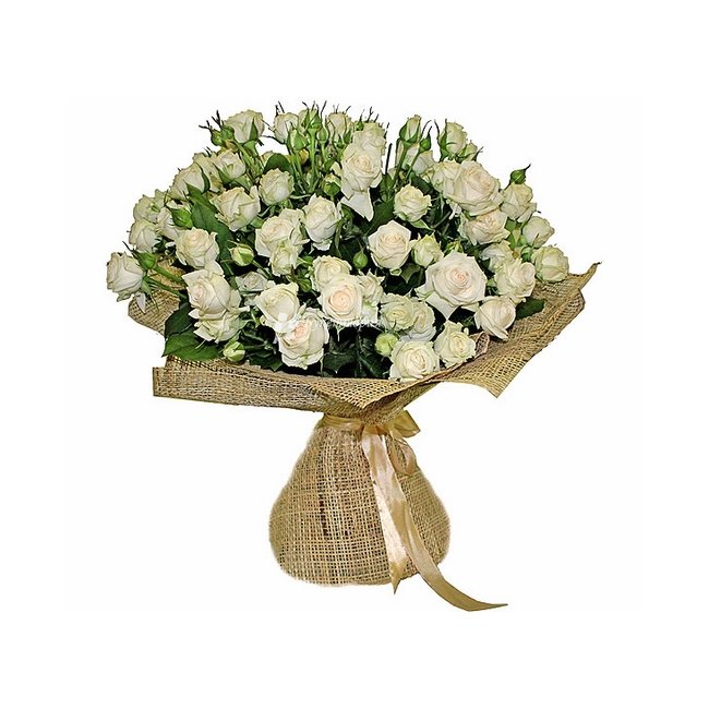 Букет белых кустовых роз - магазин цветов «Букеттерия» в Сочи