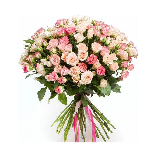 Охапка кустовых роз 35шт - магазин цветов «Букеттерия» в Сочи