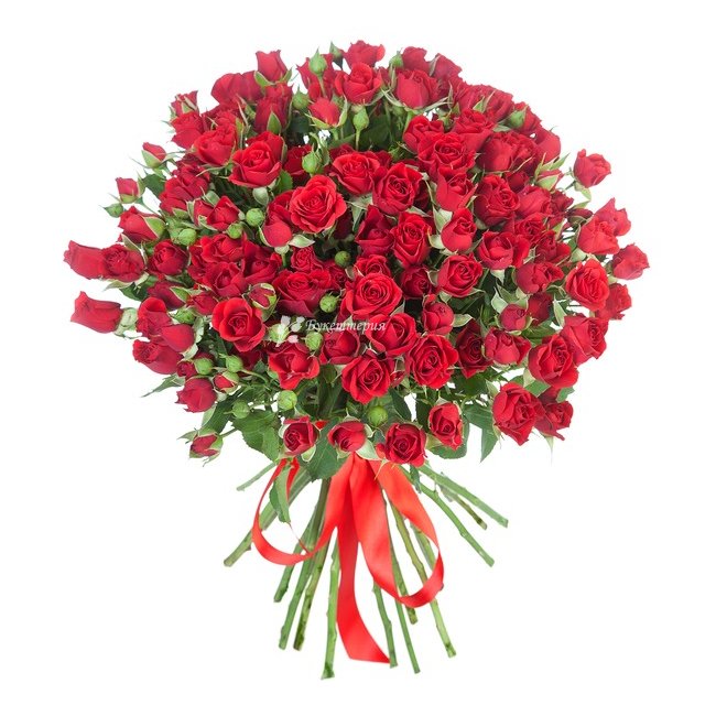 Букет кустовых роз 25шт - магазин цветов «Букеттерия» в Сочи
