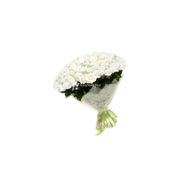 101 белая роза в букете - магазин цветов «Букеттерия» в Сочи
